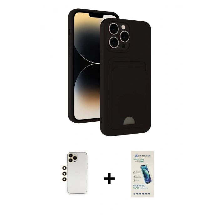 MARSİLYAN™- iPhone 13 Pro Max Kılıf Vadi Çizgi Prime - Şeffaf Pasifik Cam Ekran Koruyucu + Shine Kamera Lens - GD