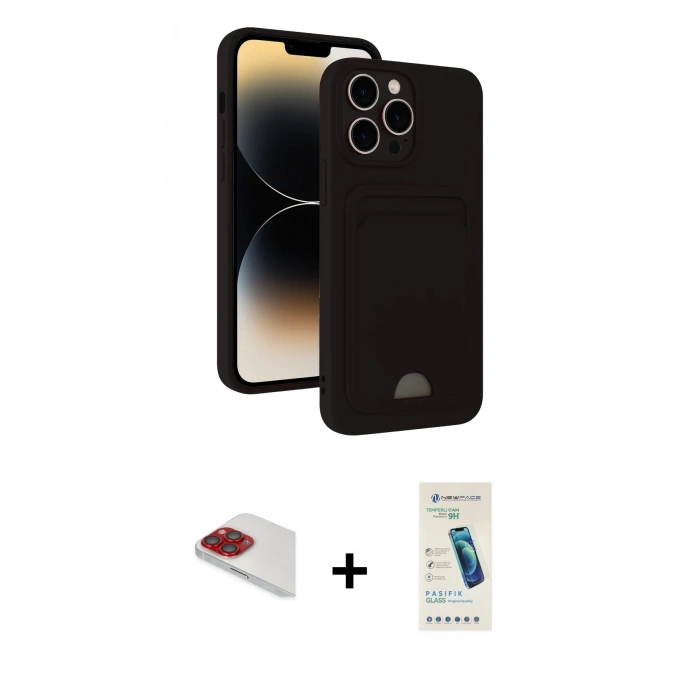 MARSİLYAN™- iPhone 13 Pro Max Kılıf Vadi Çizgi Prime - Şeffaf Pasifik Cam Ekran Koruyucu + Pers Alüminyum Kamera Lens - KI