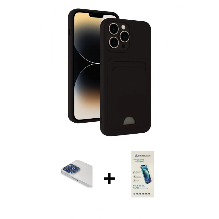 MARSİLYAN™- iPhone 13 Pro Max Kılıf Vadi Çizgi Prime - Şeffaf Pasifik Cam Ekran Koruyucu + Pers Alüminyum Kamera Lens - LT