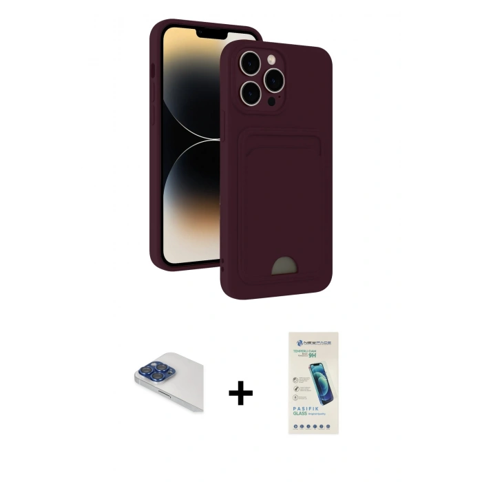 MARSİLYAN™- iPhone 13 Pro Max Kılıf Vadi Çizgi Prime - Şeffaf Pasifik Cam Ekran Koruyucu + Pers Alüminyum Kamera Lens - LT