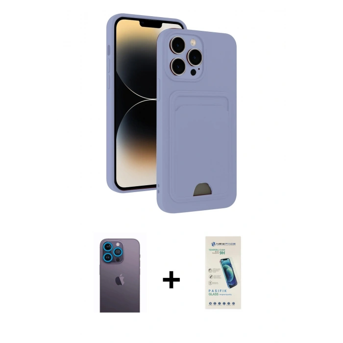 MARSİLYAN™- iPhone 13 Pro Max Kılıf Vadi Çizgi Prime - Şeffaf Pasifik Cam Ekran Koruyucu + Neon Fosforlu Kamera Lens - MI