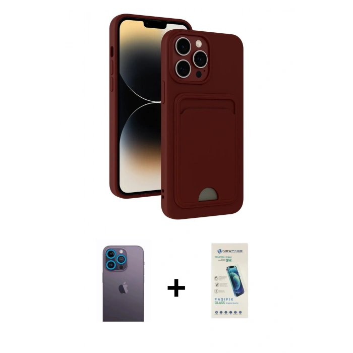MARSİLYAN™- iPhone 13 Pro Max Kılıf Vadi Çizgi Prime - Şeffaf Pasifik Cam Ekran Koruyucu + Neon Fosforlu Kamera Lens - MI