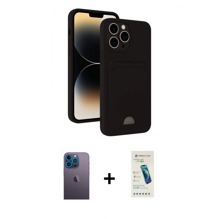 MARSİLYAN™- iPhone 13 Pro Max Kılıf Vadi Çizgi Prime - Şeffaf Pasifik Cam Ekran Koruyucu + Neon Fosforlu Kamera Lens - MI