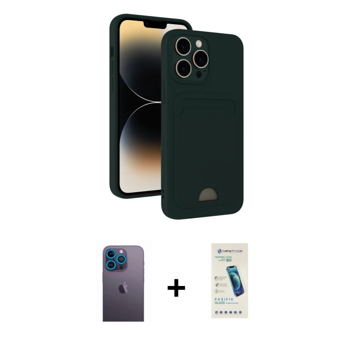 MARSİLYAN™- iPhone 13 Pro Max Kılıf Vadi Çizgi Prime - Şeffaf Pasifik Cam Ekran Koruyucu + Neon Fosforlu Kamera Lens - MI
