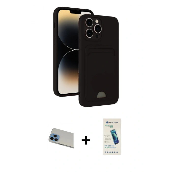 MARSİLYAN™- iPhone 13 Pro Max Kılıf Vadi Çizgi Prime - Şeffaf Pasifik Cam Ekran Koruyucu + Rainbow Kamera Lens Koruma Cam - MI