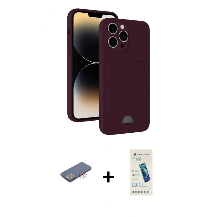 MARSİLYAN™- iPhone 13 Pro Max Kılıf Vadi Çizgi Prime - Şeffaf Pasifik Cam Ekran Koruyucu + Renkli Kamera Lens Koruma Cam - MI