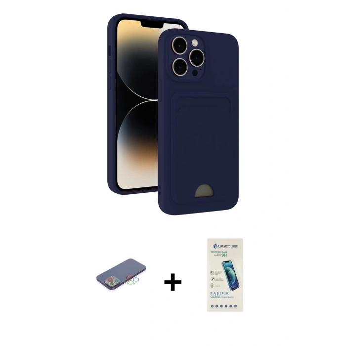 MARSİLYAN™- iPhone 13 Pro Max Kılıf Vadi Çizgi Prime - Şeffaf Pasifik Cam Ekran Koruyucu + Renkli Kamera Lens Koruma Cam - MI