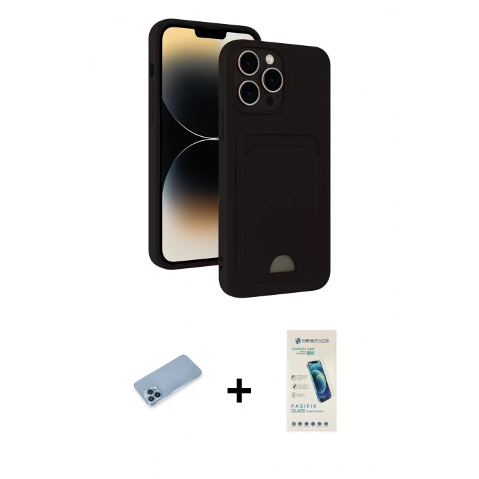 MARSİLYAN™- iPhone 13 Pro Max Kılıf Vadi Çizgi Prime - Şeffaf Pasifik Cam Ekran Koruyucu + Shine Kamera Lens Koruma Cam - MI