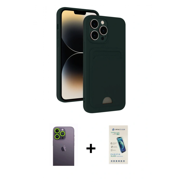 MARSİLYAN™- iPhone 13 Pro Max Kılıf Vadi Çizgi Prime - Şeffaf Pasifik Cam Ekran Koruyucu + Neon Fosforlu Kamera Lens - YL