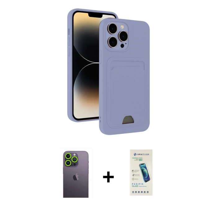 MARSİLYAN™- iPhone 13 Pro Max Kılıf Vadi Çizgi Prime - Şeffaf Pasifik Cam Ekran Koruyucu + Neon Fosforlu Kamera Lens - YL