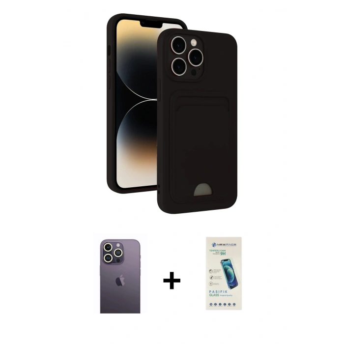 MARSİLYAN™- iPhone 13 Pro Max Kılıf Vadi Çizgi Prime - Şeffaf Pasifik Cam Ekran Koruyucu + Neon Fosforlu Kamera Lens - BZ
