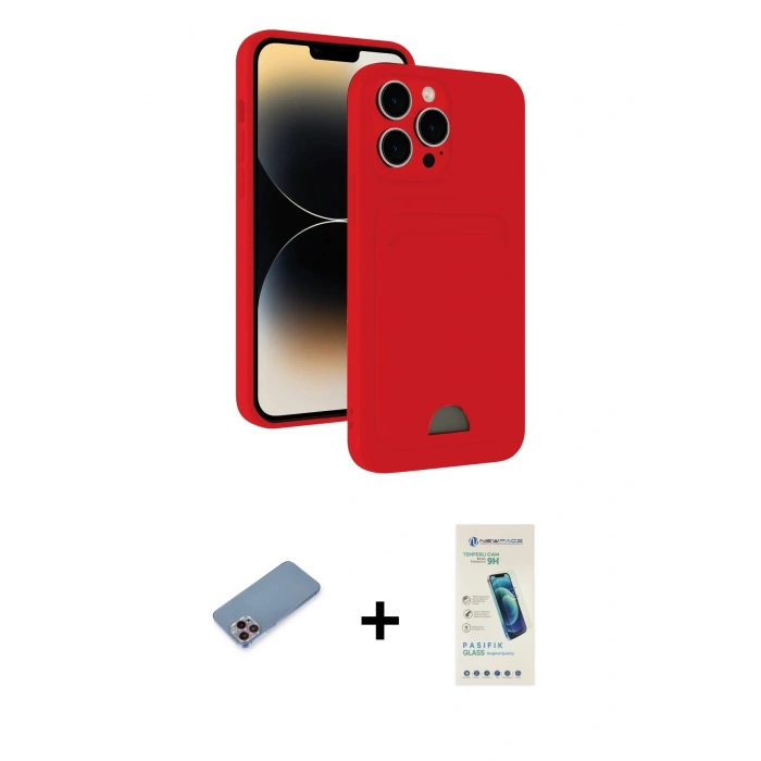 MARSİLYAN™- iPhone 13 Pro Max Kılıf Vadi Çizgi Prime - Şeffaf Pasifik Cam Ekran Koruyucu + Shine Kamera Lens Koruma Cam - PE