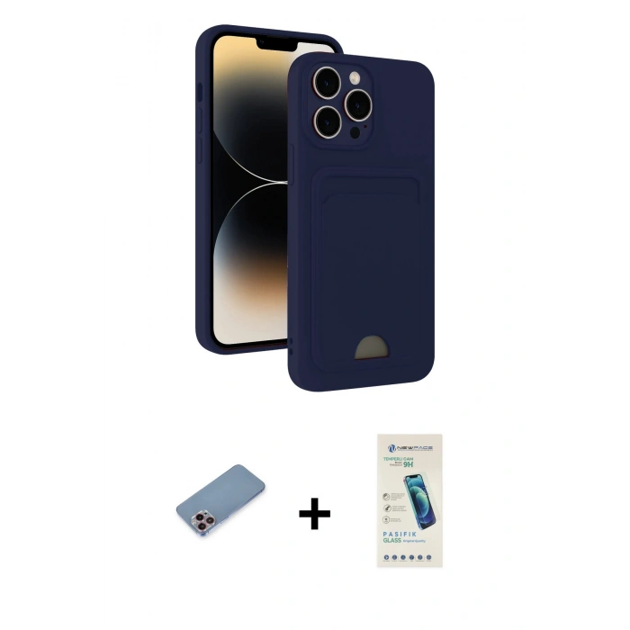 MARSİLYAN™- iPhone 13 Pro Max Kılıf Vadi Çizgi Prime - Şeffaf Pasifik Cam Ekran Koruyucu + Shine Kamera Lens Koruma Cam - PE