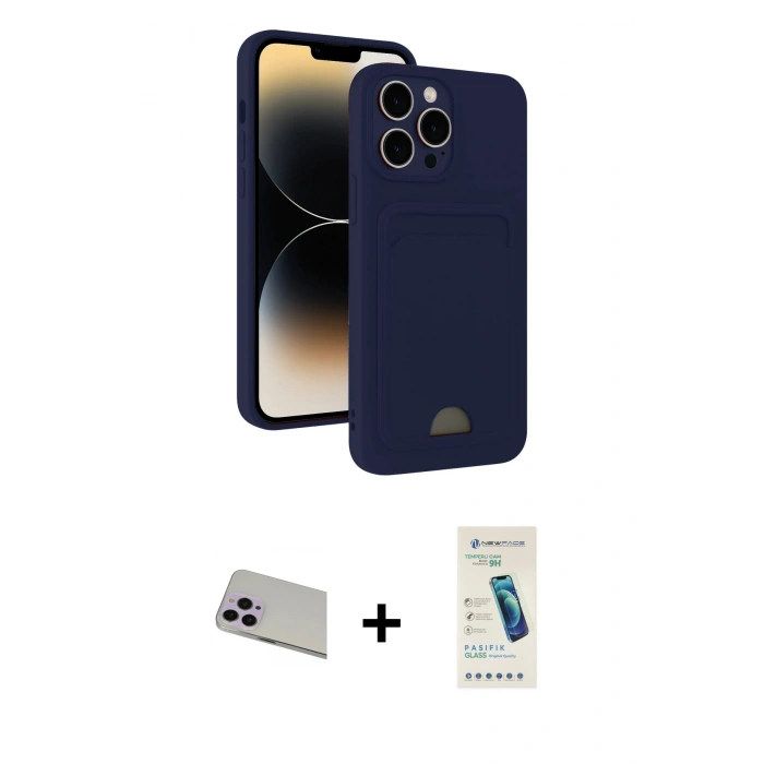 MARSİLYAN™- iPhone 13 Pro Max Kılıf Vadi Çizgi Prime - Şeffaf Pasifik Cam Ekran Koruyucu + Rainbow Kamera Lens Koruma Cam - MR