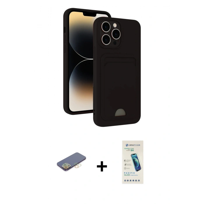 MARSİLYAN™- iPhone 13 Pro Max Kılıf Vadi Çizgi Prime - Şeffaf Pasifik Cam Ekran Koruyucu + Renkli Kamera Lens Koruma Cam - SI