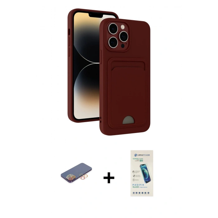 MARSİLYAN™- iPhone 13 Pro Max Kılıf Vadi Çizgi Prime - Şeffaf Pasifik Cam Ekran Koruyucu + Renkli Kamera Lens Koruma Cam - TU