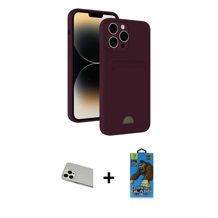 MARSİLYAN™- iPhone 13 Pro Max Kılıf Vadi Çizgi Prime - Siyah 18D Cam Ekran Koruyucu + Rainbow Kamera Lens Koruma Cam - BZ