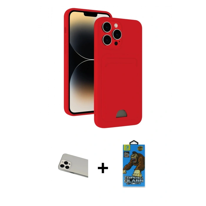 MARSİLYAN™- iPhone 13 Pro Max Kılıf Vadi Çizgi Prime - Siyah 18D Cam Ekran Koruyucu + Rainbow Kamera Lens Koruma Cam - BZ