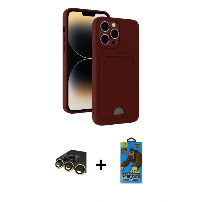MARSİLYAN™- iPhone 13 Pro Max Kılıf Vadi Çizgi Prime - Siyah 18D Cam Ekran Koruyucu + Raze Metal Kamera Lens - GD
