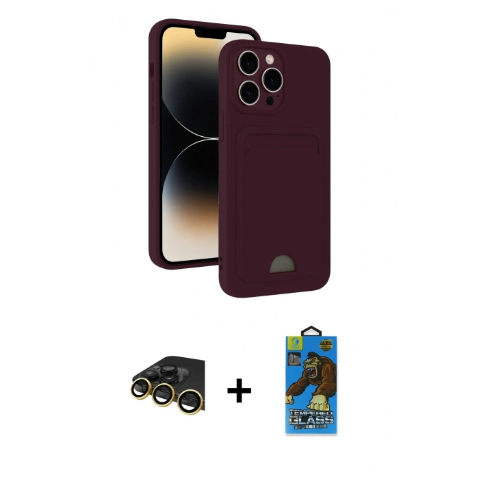 MARSİLYAN™- iPhone 13 Pro Max Kılıf Vadi Çizgi Prime - Siyah 18D Cam Ekran Koruyucu + Raze Metal Kamera Lens - GD
