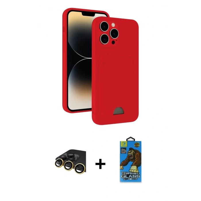 MARSİLYAN™- iPhone 13 Pro Max Kılıf Vadi Çizgi Prime - Siyah 18D Cam Ekran Koruyucu + Raze Metal Kamera Lens - GD