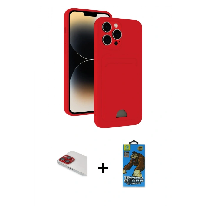 MARSİLYAN™- iPhone 13 Pro Max Kılıf Vadi Çizgi Prime - Siyah 18D Cam Ekran Koruyucu + Pers Alüminyum Kamera Lens - KI