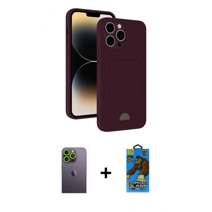 MARSİLYAN™- iPhone 13 Pro Max Kılıf Vadi Çizgi Prime - Siyah 18D Cam Ekran Koruyucu + Neon Fosforlu Kamera Lens - YL