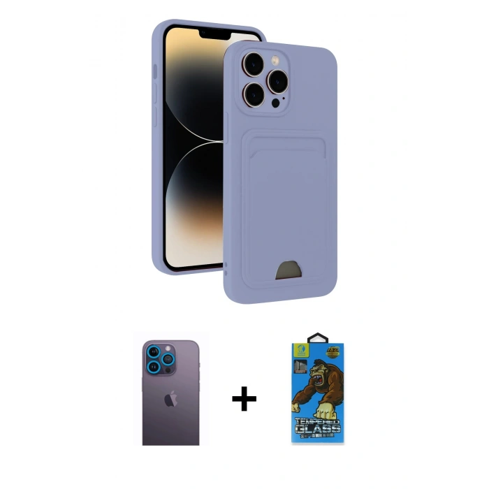 MARSİLYAN™- iPhone 13 Pro Max Kılıf Vadi Çizgi Prime - Siyah 18D Cam Ekran Koruyucu + Neon Fosforlu Kamera Lens - MI