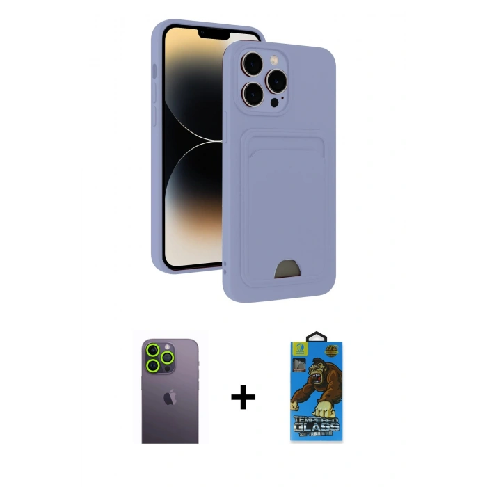 MARSİLYAN™- iPhone 13 Pro Max Kılıf Vadi Çizgi Prime - Siyah 18D Cam Ekran Koruyucu + Neon Fosforlu Kamera Lens - YL