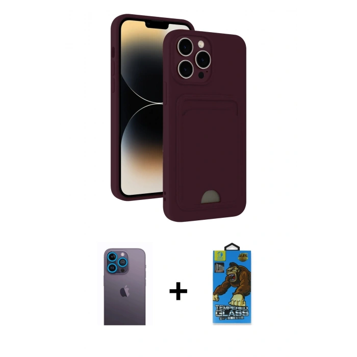 MARSİLYAN™- iPhone 13 Pro Max Kılıf Vadi Çizgi Prime - Siyah 18D Cam Ekran Koruyucu + Neon Fosforlu Kamera Lens - MI