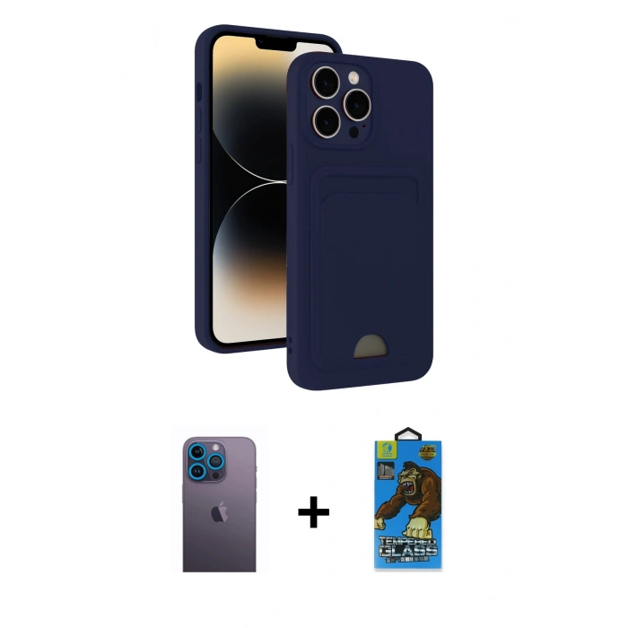 MARSİLYAN™- iPhone 13 Pro Max Kılıf Vadi Çizgi Prime - Siyah 18D Cam Ekran Koruyucu + Neon Fosforlu Kamera Lens - MI