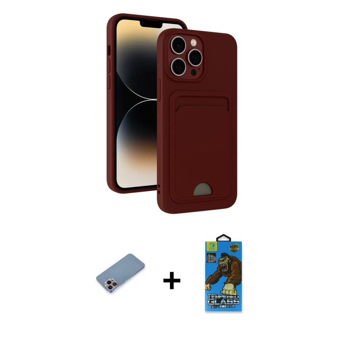 MARSİLYAN™- iPhone 13 Pro Max Kılıf Vadi Çizgi Prime - Siyah 18D Cam Ekran Koruyucu + Shine Kamera Lens Koruma Cam - PE