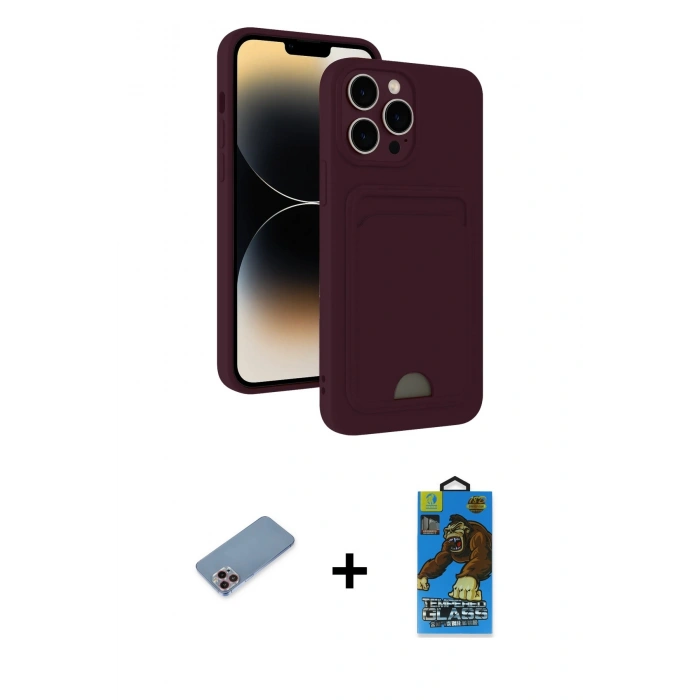 MARSİLYAN™- iPhone 13 Pro Max Kılıf Vadi Çizgi Prime - Siyah 18D Cam Ekran Koruyucu + Shine Kamera Lens Koruma Cam - PE