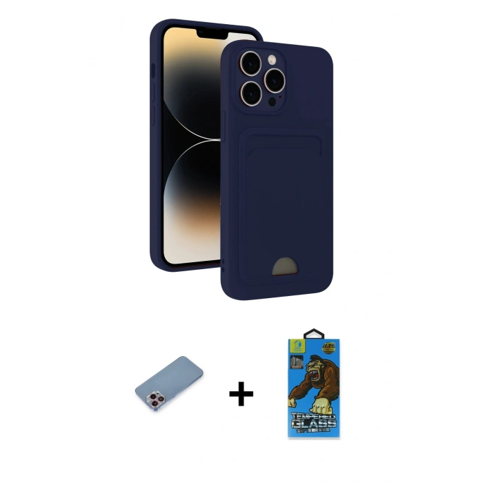 MARSİLYAN™- iPhone 13 Pro Max Kılıf Vadi Çizgi Prime - Siyah 18D Cam Ekran Koruyucu + Shine Kamera Lens Koruma Cam - PE
