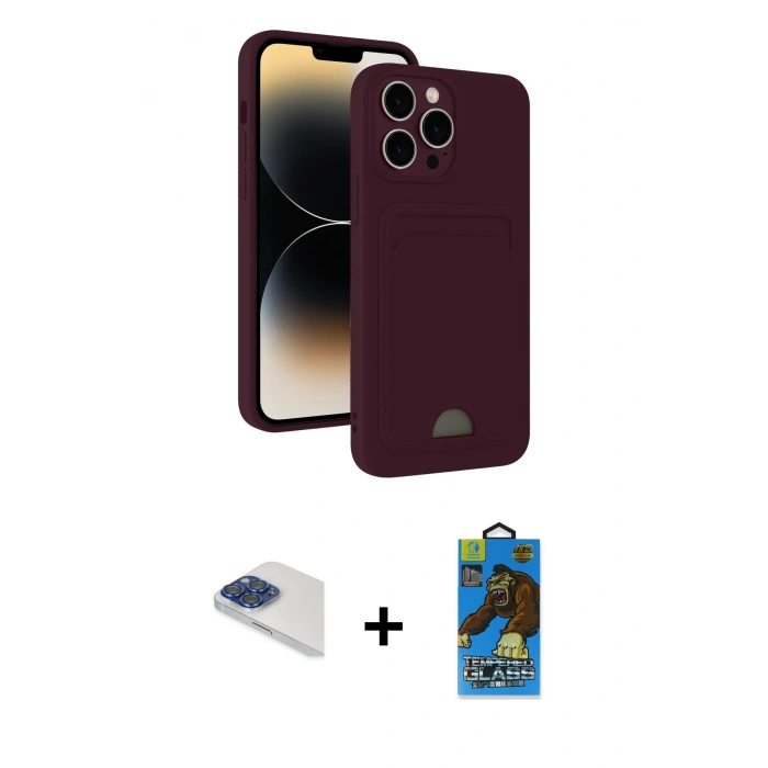 MARSİLYAN™- iPhone 13 Pro Max Kılıf Vadi Çizgi Prime - Siyah 18D Cam Ekran Koruyucu + Pers Alüminyum Kamera Lens - LT