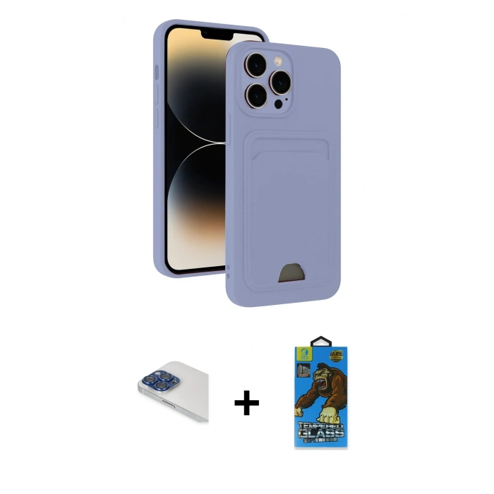 MARSİLYAN™- iPhone 13 Pro Max Kılıf Vadi Çizgi Prime - Siyah 18D Cam Ekran Koruyucu + Pers Alüminyum Kamera Lens - LT