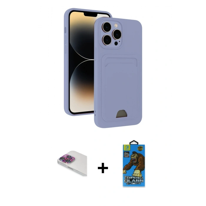 MARSİLYAN™- iPhone 13 Pro Max Kılıf Vadi Çizgi Prime - Siyah 18D Cam Ekran Koruyucu + Pers Alüminyum Kamera Lens - GI