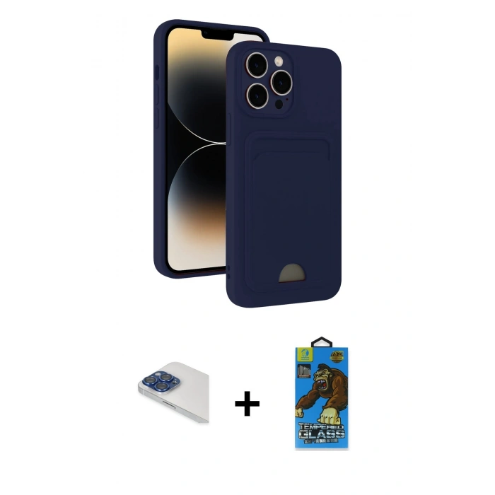 MARSİLYAN™- iPhone 13 Pro Max Kılıf Vadi Çizgi Prime - Siyah 18D Cam Ekran Koruyucu + Pers Alüminyum Kamera Lens - LT