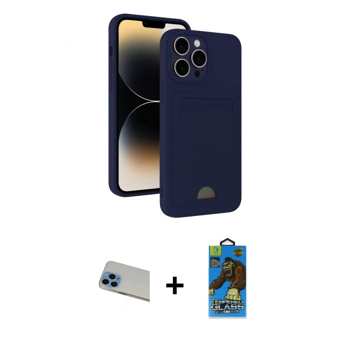 MARSİLYAN™- iPhone 13 Pro Max Kılıf Vadi Çizgi Prime - Siyah 18D Cam Ekran Koruyucu + Rainbow Kamera Lens Koruma Cam - MI