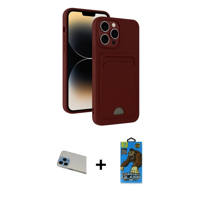 MARSİLYAN™- iPhone 13 Pro Max Kılıf Vadi Çizgi Prime - Siyah 18D Cam Ekran Koruyucu + Rainbow Kamera Lens Koruma Cam - MI