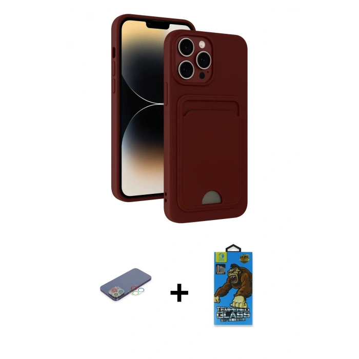 MARSİLYAN™- iPhone 13 Pro Max Kılıf Vadi Çizgi Prime - Siyah 18D Cam Ekran Koruyucu + Renkli Kamera Lens Koruma Cam - MI