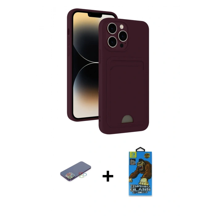 MARSİLYAN™- iPhone 13 Pro Max Kılıf Vadi Çizgi Prime - Siyah 18D Cam Ekran Koruyucu + Renkli Kamera Lens Koruma Cam - MI
