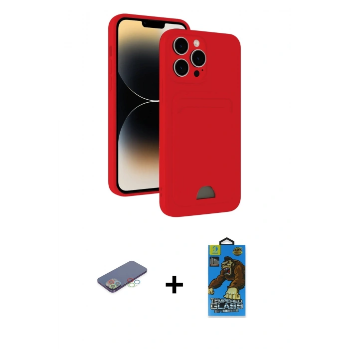 MARSİLYAN™- iPhone 13 Pro Max Kılıf Vadi Çizgi Prime - Siyah 18D Cam Ekran Koruyucu + Renkli Kamera Lens Koruma Cam - MI