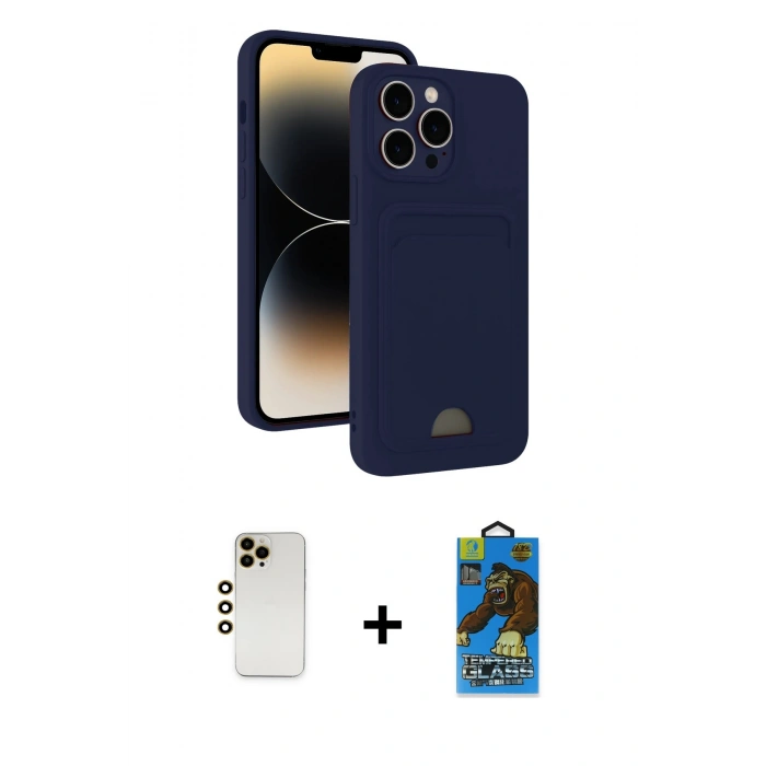 MARSİLYAN™- iPhone 13 Pro Max Kılıf Vadi Çizgi Prime - Siyah 18D Cam Ekran Koruyucu + Shine Kamera Lens - GD
