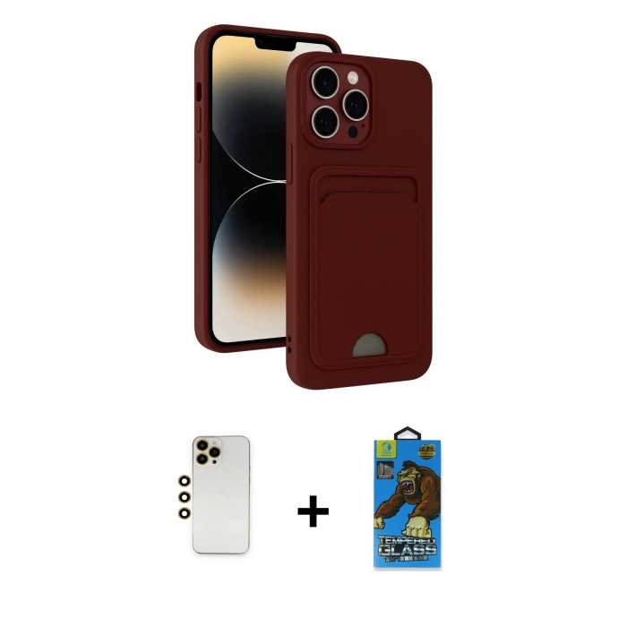 MARSİLYAN™- iPhone 13 Pro Max Kılıf Vadi Çizgi Prime - Siyah 18D Cam Ekran Koruyucu + Shine Kamera Lens - GD
