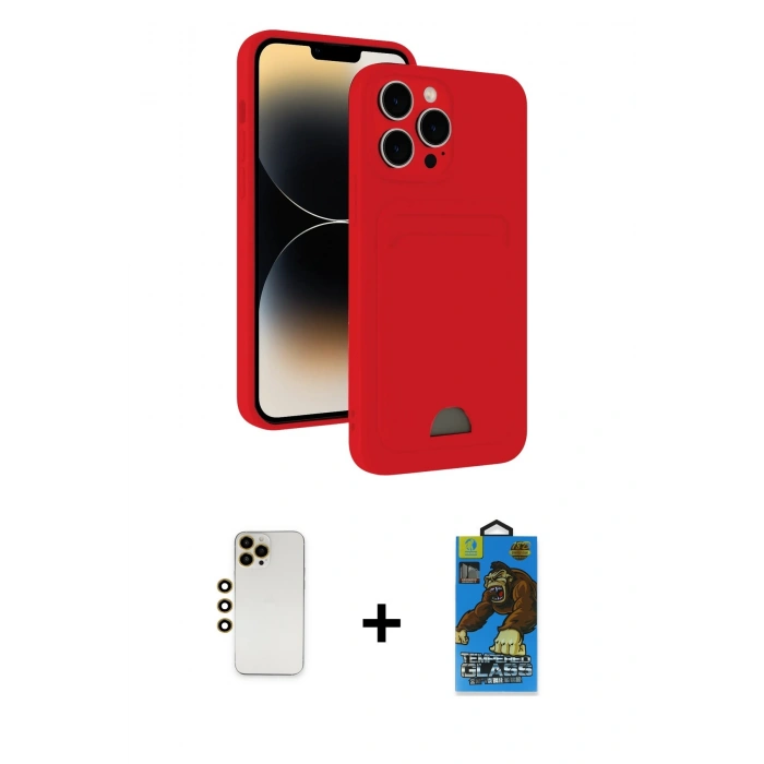 MARSİLYAN™- iPhone 13 Pro Max Kılıf Vadi Çizgi Prime - Siyah 18D Cam Ekran Koruyucu + Shine Kamera Lens - GD