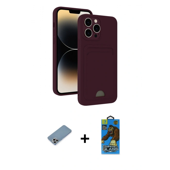 MARSİLYAN™- iPhone 13 Pro Max Kılıf Vadi Çizgi Prime - Siyah 18D Cam Ekran Koruyucu + Shine Kamera Lens Koruma Cam - GI
