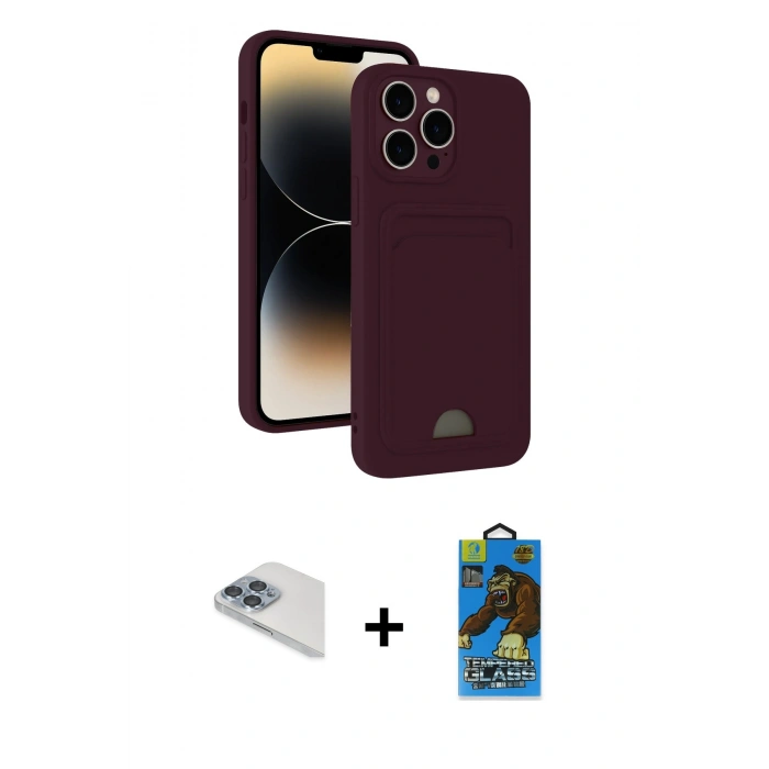 MARSİLYAN™- iPhone 13 Pro Max Kılıf Vadi Çizgi Prime - Siyah 18D Cam Ekran Koruyucu + Pers Alüminyum Kamera Lens - SABE