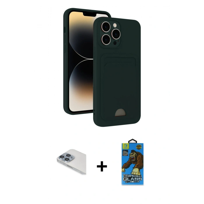 MARSİLYAN™- iPhone 13 Pro Max Kılıf Vadi Çizgi Prime - Siyah 18D Cam Ekran Koruyucu + Pers Alüminyum Kamera Lens - SABE