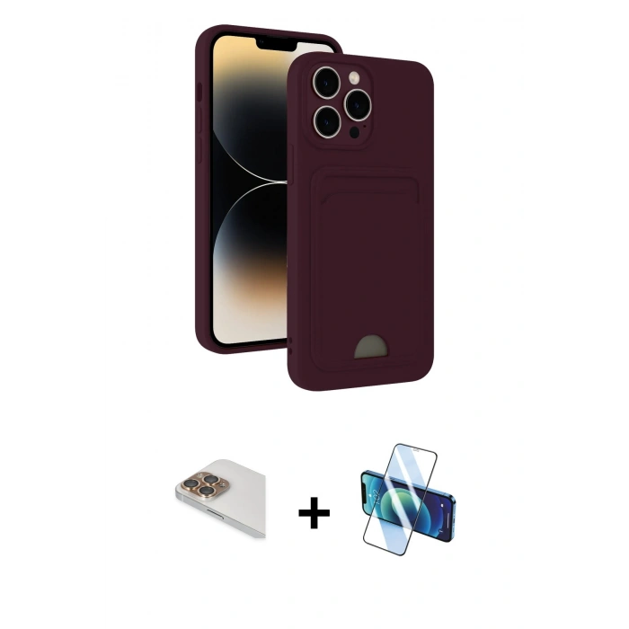 MARSİLYAN™- iPhone 13 Pro Max Kılıf Vadi Çizgi Prime - Siyah 3D Antistatik Cam Ekran Koruyucu + Pers Alüminyum Kamera Lens - GD